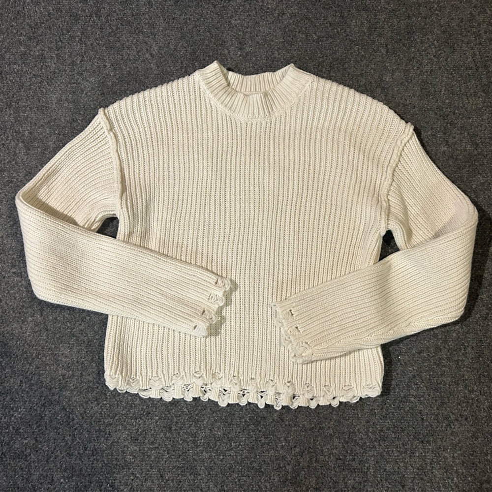 Sincerely Jules Cream Ribbed Sweater Size Small